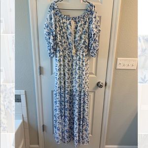 Maxi dress, not maternity but able to accommodate